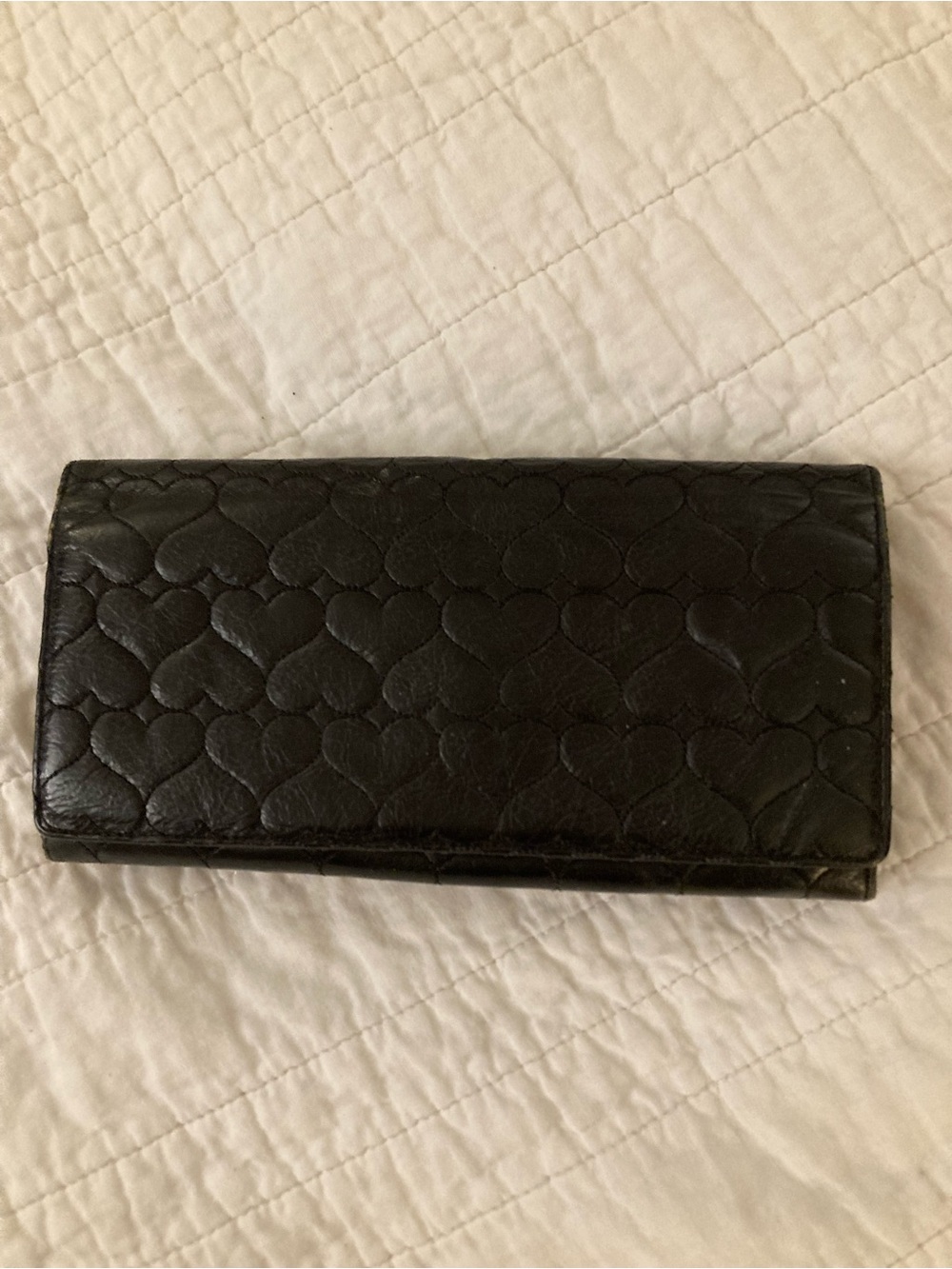 Black Quilted Heart Fold-Over Wallet